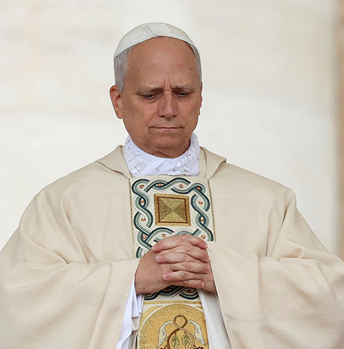 Pope Leo XIV pauses as he celebrates his inauguration Mass at the Vatican May 18, 2025. Pope Leo joined his brother bishops and fellow Americans in the U.S. in expressing condolences following a deadly mass shooting that took place Aug. 27 at Annunciation Catholic School in Minneapolis shortly after the start of the school day during an all-school Mass at the adjacent Annunciation Catholic Church.