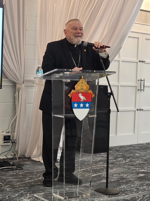 Archbishop Thomas Wenski speaks at the 'Parish Twinning Program of the Americas' at the Catholic Pastoral Center in Nashville, Tennessee on Aug. 17, 2025.