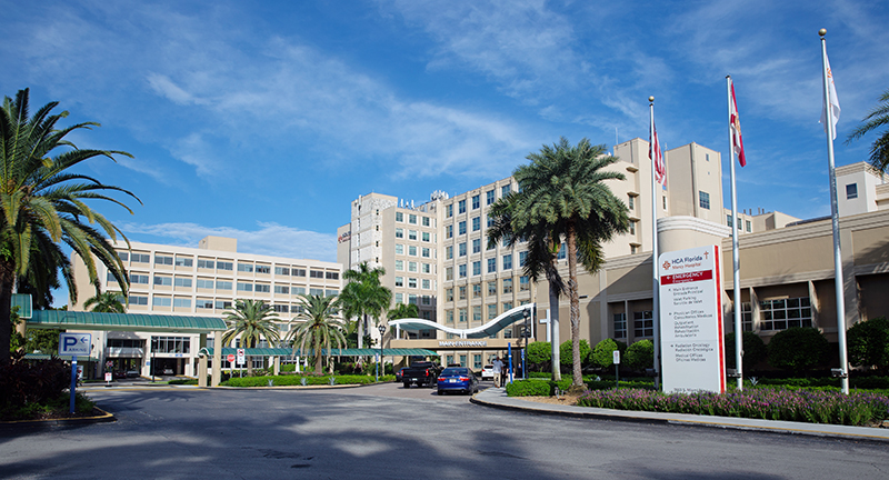 Mercy Hospital main entrance. Archbishop Thomas Wenski celebrated Mercy Hospital's 75th anniversary with a Mass on the feast day of Our Lady of Mercy, Sept. 24, 2025.