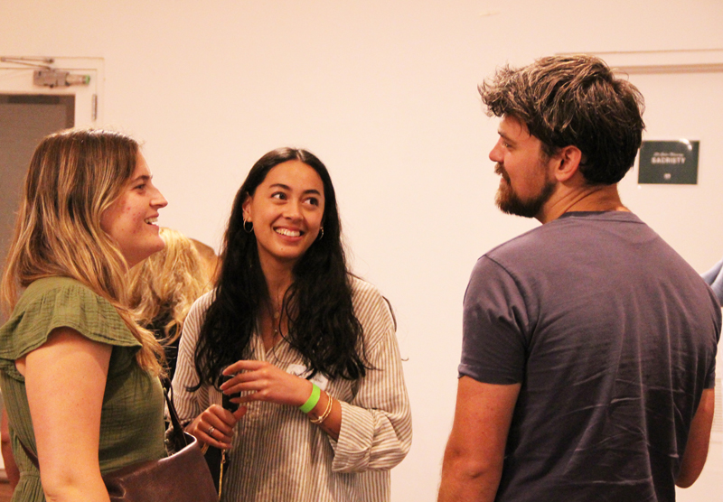 Young adults converse at Theology on Tap: Empowering Young Catholic Professionals, which took place at the University of Miami (UM) Catholic Student Center in Coral Gables September 26, 2025.