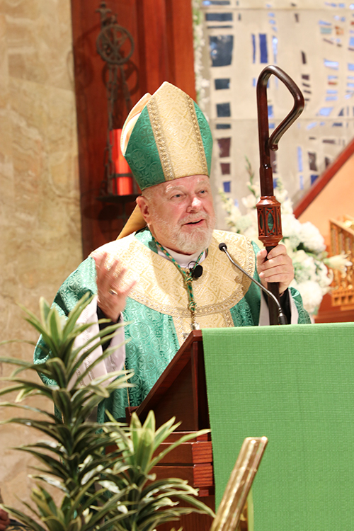 Archbishop Thomas Wenski delivered his homily at a Mass celebrating his 75th birthday with employees of the Pastoral Center at St. Martha Parish in Miami Shores, Oct. 20, 2025.
