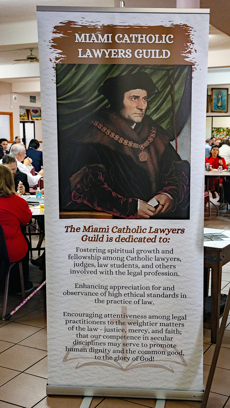 Image of St. Thomas More during the reception following the Red Mass of the Holy Spirit, celebrated by Archbishop Thomas Wenski Nov. 5, 2025, at Gesu Church in Miami.