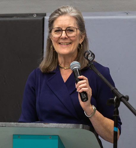 Keynote speaker, Sarah Christmyer speaks about "Joy" during the Archdiocese of Miami Catechetical Conference held Oct. 24, 2025 at Archbishop Edward McCarthy High School in Southwest Ranches.