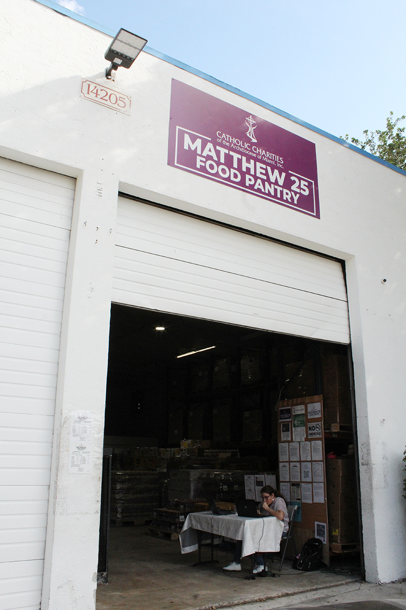 An exterior view of the Catholic Charities of Miami Matthew 25 Food Pantry in Miami. Matthew 25 has appealed to the public for donations to help feed those in need during the holiday season.