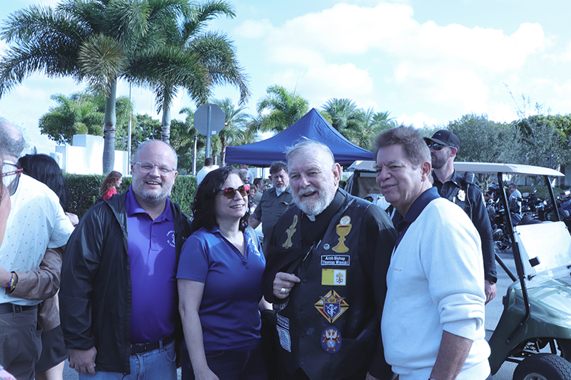 From left to right Gerardo &Aacute;lvarez, Lead Counselor Behavioral Health Services at Services at St. Luke’s Center, Sandra Valdes, Senior Director of Behavioral Health Services at St. Luke’s Center,  Archbishop Thomas Wenski, Peter Routsis-Arroyo, the President and CEO of Catholic Charities of the Archdiocese of Miami  at Our Lady of Guadalupe Church in Doral on Sunday, January 25.