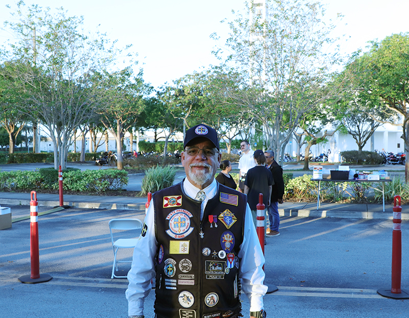 George Gutierrez, president of Knights on Bikes Florida at Our Lady of Guadalupe Church in Doral on Sunday, January 25.