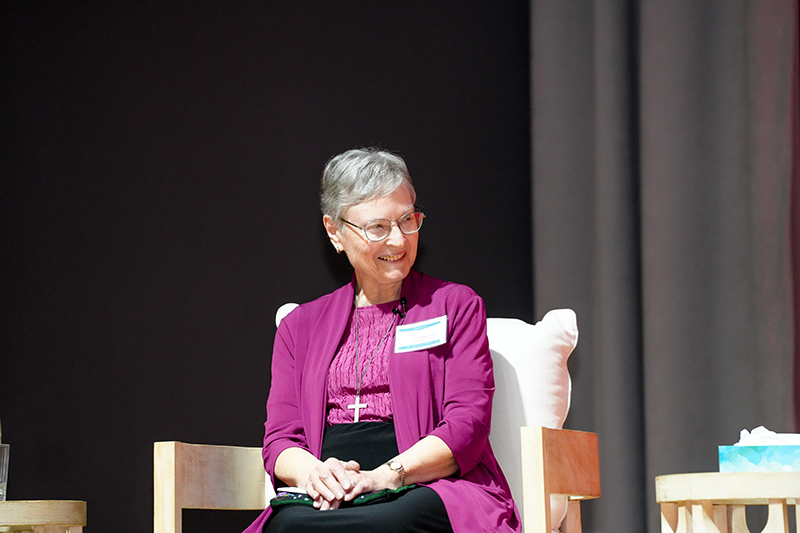 Sister Carolyn Osiek, a Religious of the Sacred Heart and noted theologian, speaks at the Ann Taylor, RSCJ Lecture Series on “Who is Pope Leo? A Panel Discussion with People Who Knew Him” on Feb. 11, 2026 at Carrollton School of the Sacred Heart in Miami.