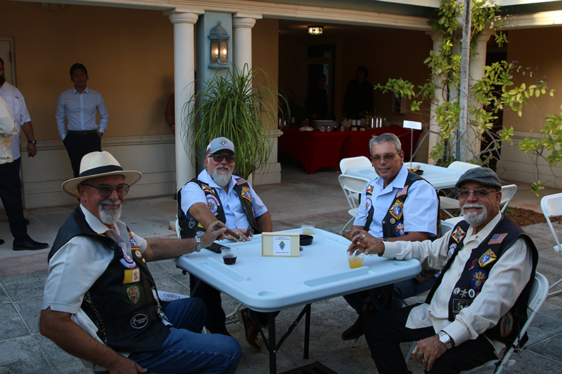 George F. Gutierrez, left, Frank de la Grama, David Campos and Manny Barrera from Knights on Bikes Florida during Havana nights. The annual fundraiser for Catholic Charities' Unaccompanied Minors Program took place March 26, 2026, at St. Mary Cathedral’s courtyard in Miami.