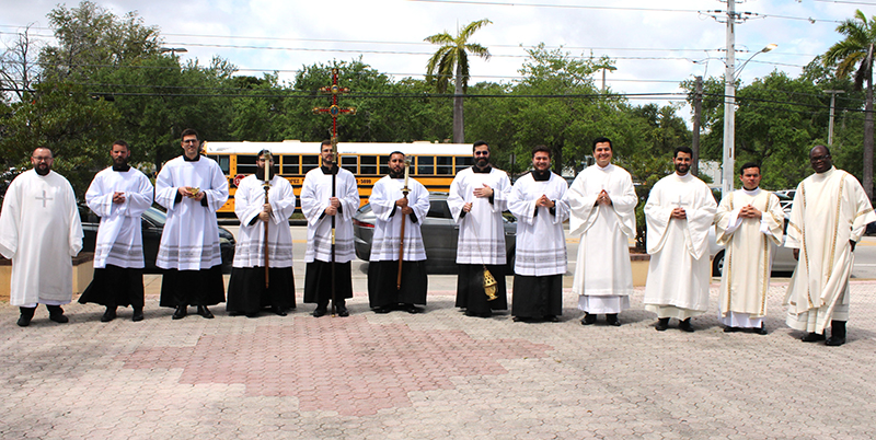 March 31, 2026
MIAMI

Deacons and seminarians of the Archdiocese of Miami stand outside of St. Mary Cathedral, Miami, at the conclusion of the Chrism Mass on March 31, 2026.