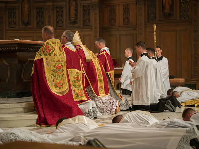 Archbishop Thomas Wenski presides over a portion of the ordination rite at St. Cecilia Cathedral in Omaha, Nebraska, May 28, 2026, as candidates for the Priestly Fraternity of St. Peter prepare to receive the sacrament of Holy Orders. (Courtesy of Jonathan Ratzlaff)