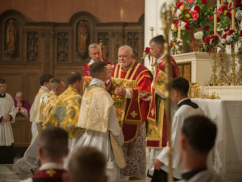 Archbishop Thomas Wenski presides over a portion of the ordination rite at St. Cecilia Cathedral in Omaha, Nebraska, May 28, 2026, as candidates for the Priestly Fraternity of St. Peter prepare to receive the sacrament of Holy Orders. (Courtesy of Jonathan Ratzlaff)