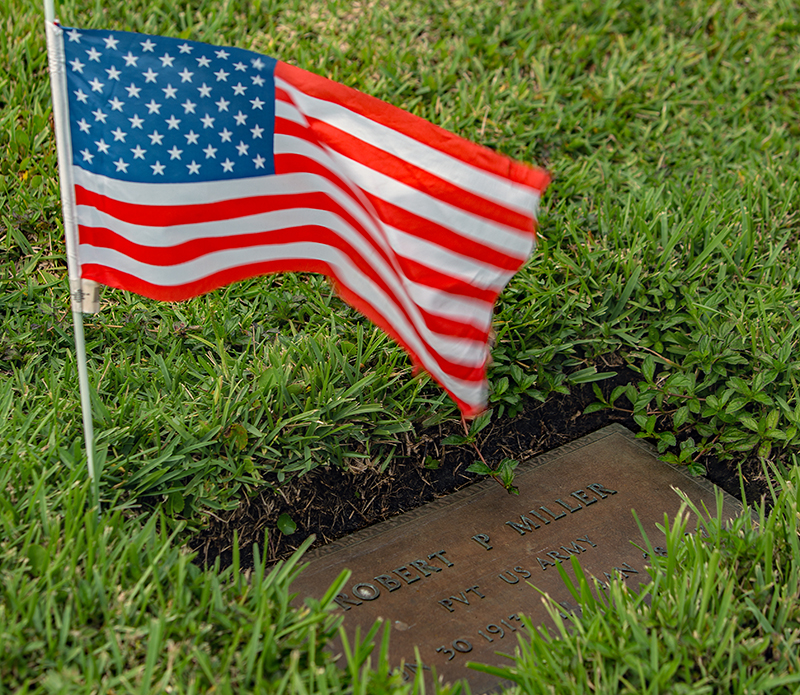 Boy Scouts place American flags at the graves of military veterans ahead of the annual Memorial Day Mass at Our Lady of Mercy Cemetery in Doral May 25, 2026.