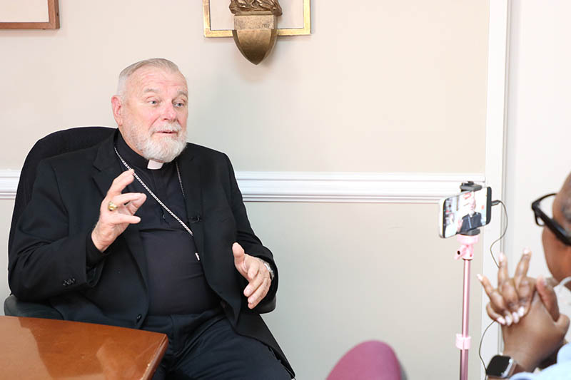 Archbishop Thomas Wenski is interviewed at the Archdiocese of Miami Pastoral Center in Miami Shores July 29, 2026, discussing with CBS News Miami his July 28 meetings with senators in Washington, D.C. Archbishop Wenski traveled to the U.S. capital city to advocate for an extension of Haitian TPS (Temporary Protected Status) alongside Cardinal Chibly Langlois of Les Cayes, Haiti; Archbishop Robert G. Casey of Cincinnati, Ohio; and Bishop Jacques Fabre-Jeune of Charleston, South Carolina.