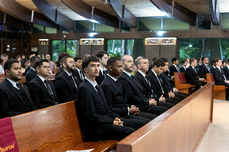 Seminarians enrolled at St. John Vianney College Seminary in Miami gathered Aug. 1, 2026, for a Saturday Vigil Mass at St. Hugh Parish in Coconut Grove with Archbishop Thomas Wenski as part of their summer convocation and orientation process before the start of the 2026-2027 academic year.