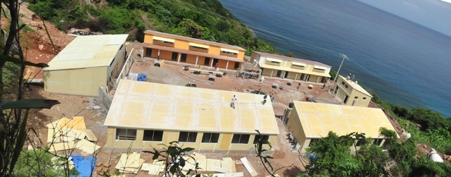 An aerial view of L'Ecole Nouvelle Royal Caribbean in Labadee, Haiti, currently under construction.