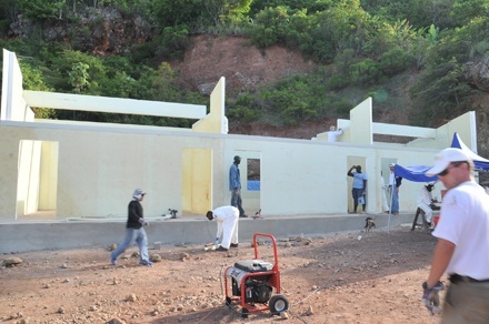 L'Ecole Nouvelle Royal Caribbean in Labadee, Haiti, has been constructed with special fiber composite earthquake and hurricane-resistant panels. The construction style offers significant savings in cost, construction time and energy costs.
