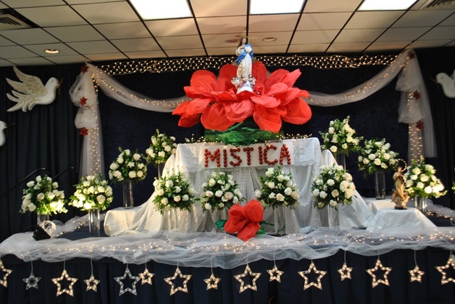 View of the altar erected at Good Shepherd Church in Miami. Good Shepherd is one of a number of parishes that host a Purísima celebration Dec. 8 for their Nicaraguan-American parishioners. Many Nicaraguans set up similarly elaborate altars at home.