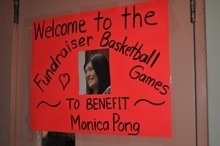 A sign made by Briana Pulido and posted at the entrance of Archbishop Carroll High School's gym promotes the fundraiser.