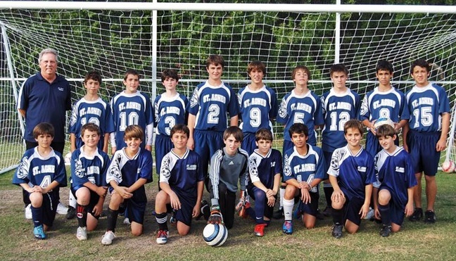 St. Agnes Academy boys� soccer team won their division once again with a record of 8 wins and 0 losses. Pictured, top row from left: Coach Gerard Loisel, Gabriel Contreras, Felipe Zavalia, Miguel Villegas, Salo Zac Zac, Tomas Garcia-Morillo, Eric Halvorssen, J.P. Wassmann, Rodrigo Alvarez, and Eric Magolnick; bottom row from left: Miguel Gonzalez, Andres Montes, Nico Garcia-Morillo, Tulio Dasso, Esteban Sapetnitzky, Santiago Romero, Ruben Briceno, Hugo Heinz, and Antonio Mauri.