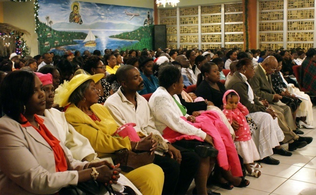 Notre Dame d’ Haiti Mission was filled for midnight Mass on New Year’s eve; the Mass itself was offered for peace and healing in the world and in particular for the people of Haiti.