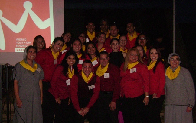 The archdiocesan group going to World Youth Day in Madrid this August poses for a photo after a Spanish Night celebration in preparation for their trip. A few spaces remain available for persons ages 18 to 30 who want to attend World Youth Day this year.
