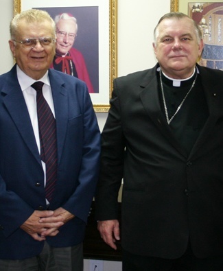 Archbishop Wenski is pictured with Richard Krzyzanowski, a counselor with the John Paul II Foundation.