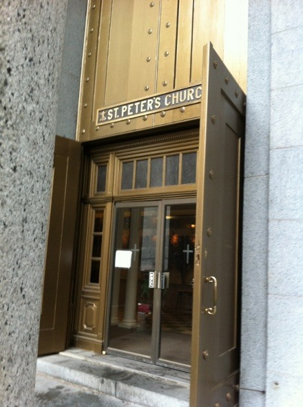 The main doors at St. Peter's Church near Ground Zero.