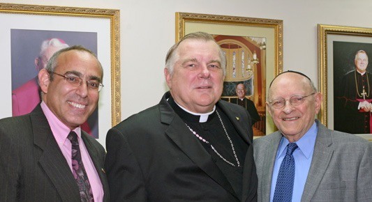 Consul General Chaim Shacham, Archbishop Thomas Wenski and Rabbi Solomon Schiff