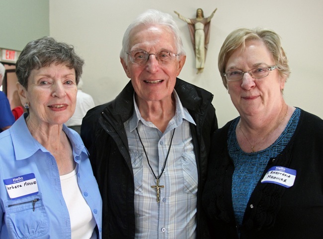 From left: Barbara Mannas, Oblate Father Bill Sheehan, and Sister Anastasia Maguire of the Sisters of Mercy. Sister Maguire and Mannas are co-coordinators of Contemplative Outreach in the archdiocese.