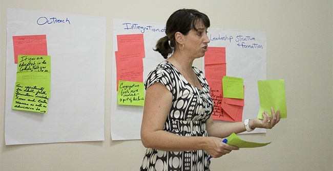 Synod Director Rosemarie Banich guides the discussion during the first meeting of the Synod focus team on Adult Faith Formation.