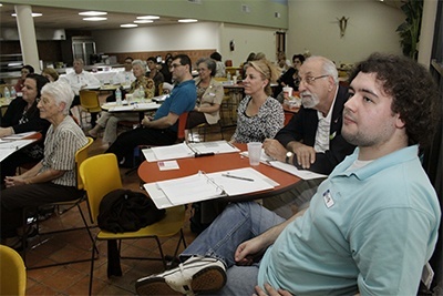 Members of the Synod focus team on Adult Faith Formation held their first meeting Nov. 13 in the archdiocesan Pastoral Center. The first task: to group the many Synod listening session suggestions into several manageable categories, so that team members can study them and make concrete recommendations to the archbishop.