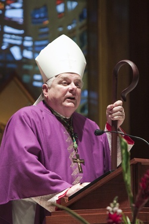 Archbishop Thomas Wenski speaks at the Mass he celebrated Jan. 23 in commemoration of the Roe v. Wade anniversary and in penance for the sins committed against life, especially through the evil of abortion.