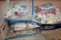 The rosaries were re-packaged by the Curley-Notre Dame students into plastic bags with three dozen rosaries inside.