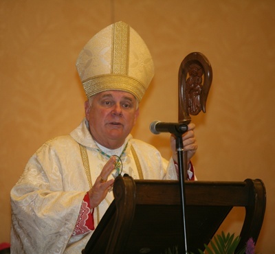 Archbishop Thomas Wenski preaches the homily at the Mass with Propagation of the Faith directors.