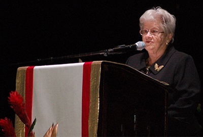 Myrna Gallagher, who founded the Emmaus retreat movement at St. Louis in the late 1970s, was one of three parishioners honored during the Mass closing the 50th anniversary year.