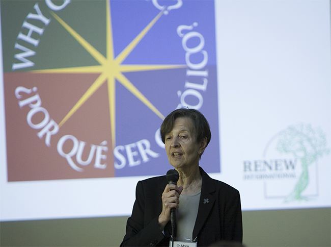 Sister Marie Cooper of the Sisters of St. Joseph, project director and project leader for Why Catholic? explains the benefits of the program to parish and ministry representatives gathered at the Pastoral Center for one of seven informational sessions that took place throughout the archdiocese during the first week of December.