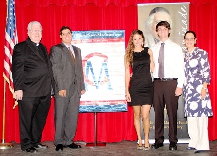 Chaminade-Madonna College Preparatory recognized four seniors for their volunteer service to the South Florida community on March 9. Pictured from left are Marianist Father Larry Doersching, Chaminade-Madonna president, Julian Pino, Francesca Rieth, Jonathan Heaven and Chaminade-Madonna Principal Teresita Vazquez Wardlow. (Not pictured: Victoria Molina)