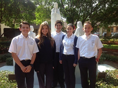 Our Lady of the Lakes' Duke Scholars, from left: Matthew Sarduy, Elizabeth Massiello, David Segall, Victoria Garcia, and Julian Rosario.