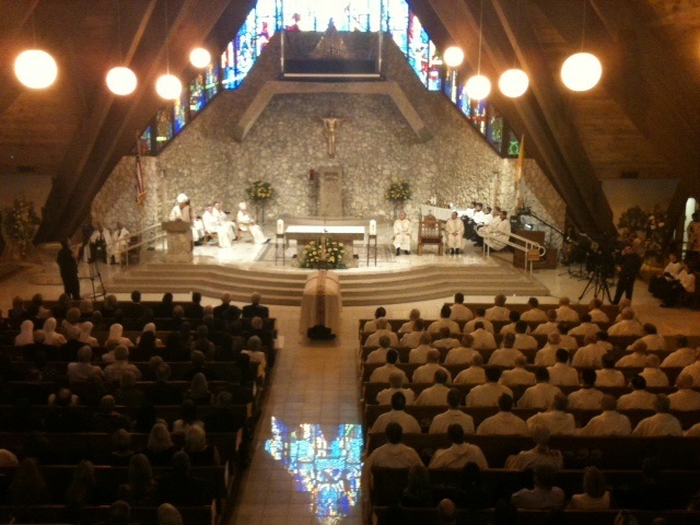 A view of the funeral Mass for Father Gabriel O'Reilly, attended by dozens of archdiocesan priests and more than 1,000 current and former parishioners.