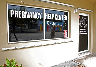 A look at the entrance of the new Central Broward Pregnancy Help Center operated by archdiocesan respect life volunteers.