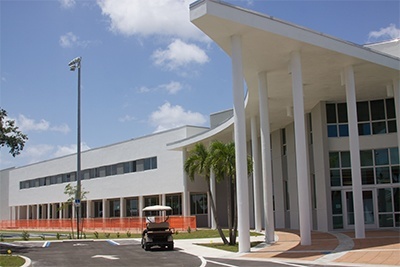Exterior view of Christopher Columbus High School's new All Sports Fitness Complex & Bernhardt Wellness Center.
