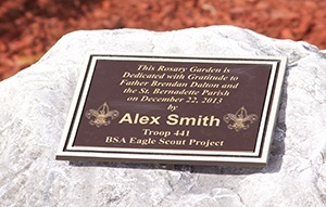 Alexander Smith, a sophomore at Archbishop McCarthy High School, led the effort to build the new rosary garden at St. Bernadette Church.