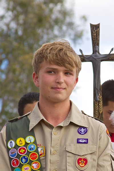 Alexander Smith, Boy Scout Troop 441 and a sophomore at Archbishop Edward McCarthy High School, ran the fundraising campaign and helped design and build the rosary garden for his parish, St. Bernadette in Hollywood.