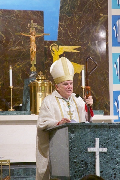 Archbishop Thomas Wenski preaches the homily during the Mass of consecration of the City of Fort Lauderdale,  celebrated at St. Anthony Catholic Church.