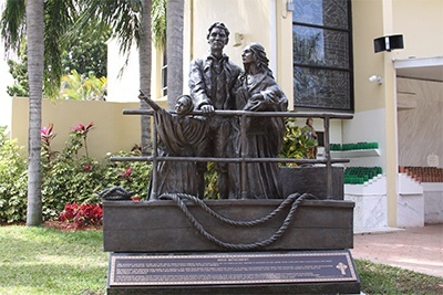 In February, 2007 this statue in honor of Irish immigrants to south Florida was erected on the grounds of Nativity Parish in Hollywood. Its pastor for the past 28 years has been an Irishman, Father Patrick Murnane.