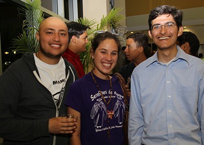 Pablo Velazquez left, Tatiana Barriga, and Asael Stands from St. John Neumann Church and its pro-life group, enjoy the reception at the John P Paul II Film Festival's Reel Rose Awards ceremony.