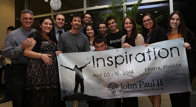 The team behind the John Paul II International Film Festival pose for a photo after the awards ceremony. From left: co-founders Laura Alvarado Brennan, Frank Brennan and Rafael Anrrich; and team members Karen Villareal, Karla Garcia, Mario Xavier, Jonathan Ramos, Isabella Lopez, Ana Gabriela Giron, Laura Puentes, Monserrat Henault, Ana Margarita Jones, and Monica Rodriguez.