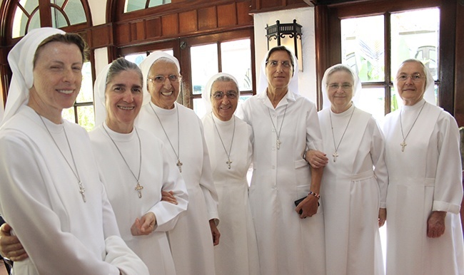 Sisters of St. Joseph Benedict Cottolengo pose for a photo during the Cheers for Charity fundraising event held at Joe's Stone Crab in May, where the Marian Center was a beneficiary; from left: Sister Lidia Valli, Sister Filomena Mastrangelo, Sister Paola Nofori, Sister Carla Valentini, Sister Zina Degli Agosti, Sister Mary Ellen Doyle and Sister Germana Sala.