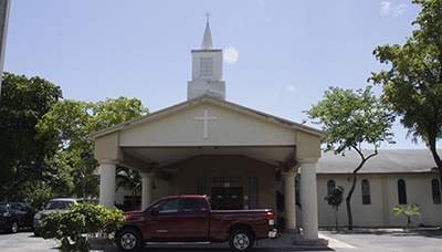 View of the exterior of Our Lady of La Vang Vietnamese Mission, known until 2009 as St. Charles Borromeo Church in Hallandale Beach.