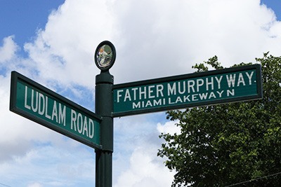 New sign renaming Miami Lakeway Drive North as Father Murphy Way from Ludlam Road to N.W. 154th St. in Miami Lakes.